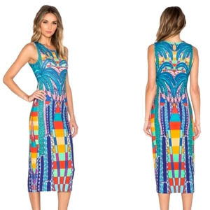 Mara Hoffman Resort Sheath Midi Dress S Ponte Mirage Colorful Abstract Artsy